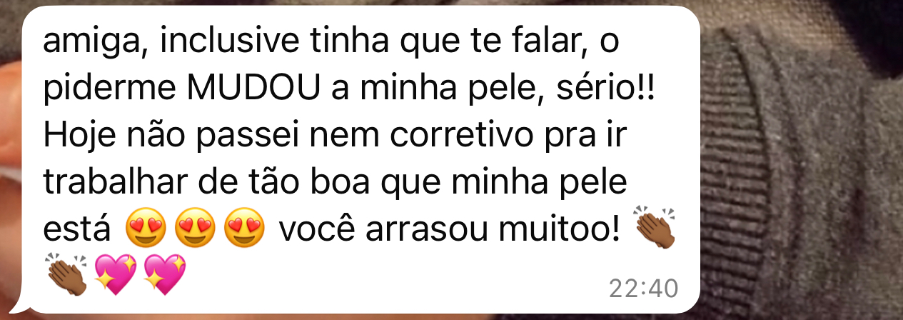 Print de depoimento real de cliente Piderme 5